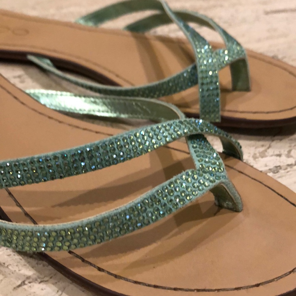 ALDO Teal Sequin Flip Flops Sz 8
